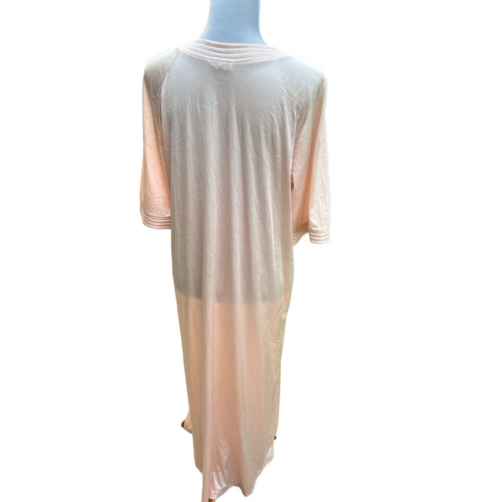 Vintage Vanity Fair Pink Peach Zip Hostess Robe Dress Medium - Picture 3 of 8